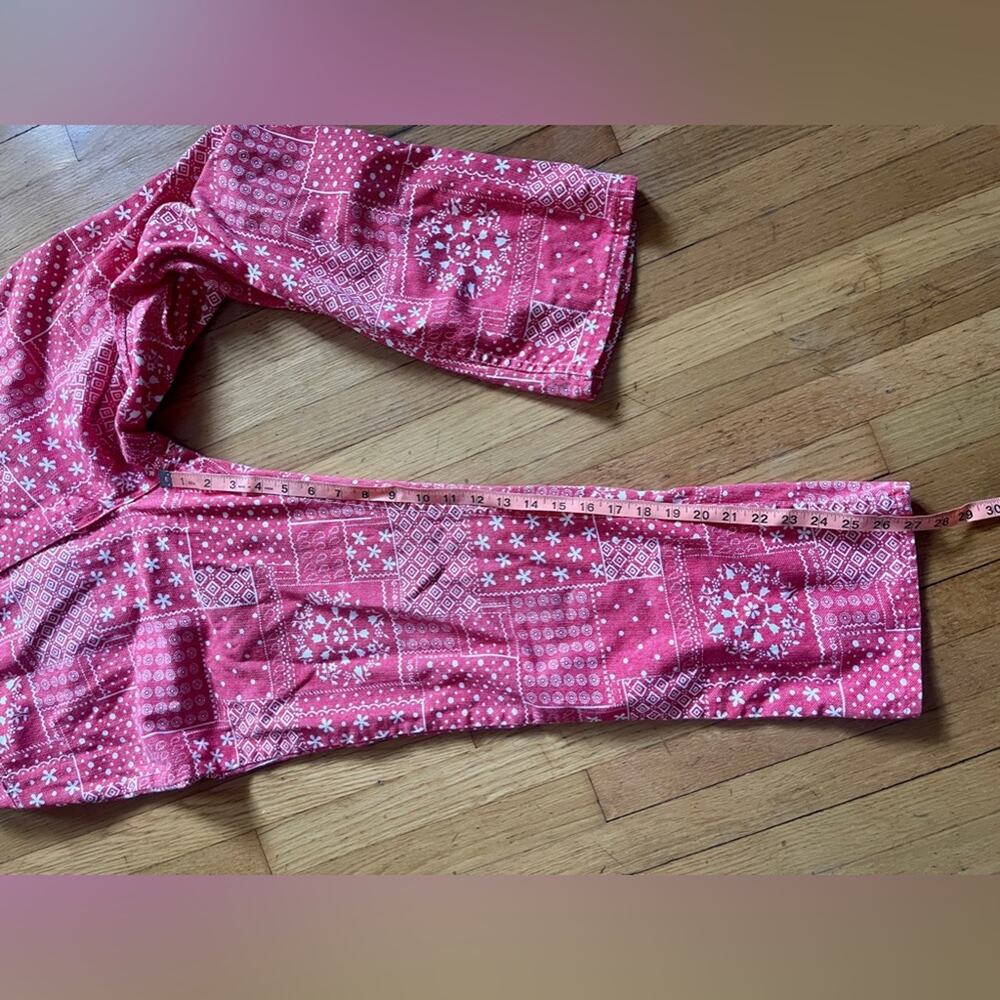 60s Vintage High Waisted Bandana Print Denim Pants - Picture 6 of 8